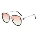 Lunettes de soleil polarisées oversize avec monture noire et verres dégradés rose-violet - Monture Argent Noir / Verres Orange Couchant (C40)