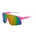 Occhiali da sole sportivi senza montatura con montatura rosa e bianca e lenti rainbow - Montatura Rosa Opaco Aste Bianche Lente Colorata