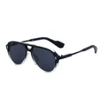 Classic aviator sunglasses with black and transparent frames and gold diamond rivets - Black Transparent Gray