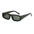 Men's rectangular fashion sunglasses featuring a brown camouflage frame and dark green lenses - Camouflage Green Gun Green