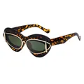Occhiali da sole retro cat-eye con montatura tartarugata e lenti verde scuro stile Y2K - Tartarugato Oro Verde G15 (C5)