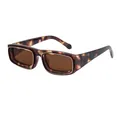Retro tortoise shell rectangle sunglasses with brown lenses and gold metal inner frame - Demi Gold Brown