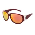 Sporty sunglasses with dark red glossy frame and orange mirrored lenses for outdoors - Claret Frame Red Lens