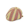 Retro multi-colored striped flat cap with adjustable strap and vintage fabric texture - Adult / Yellow