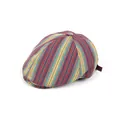 Colorful multi-colored striped duckbill cap with a vibrant vertical pattern design - Adult / Purple