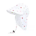 Toddler sun hat with colorful cartoon insects and neck protection flap in white - White Insect