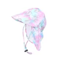 Pink and blue gradient unicorn sun hat with neck flap and mesh lining for kids - Blue Pink Unicorn
