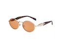 Retro round metal sunglasses with orange lenses and tortoiseshell temples for women - C7 Tortoise Gold Frame Orange Yellow Lens