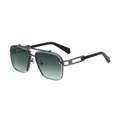 Fashionable square sunglasses for men with grey gradient lenses and double bridge metal frame - C4 Gunmetal Gray Green