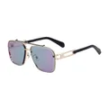 Fashion square sunglasses with gold metal frame and purple gradient mirror lenses - C6 Gold Light Gray Blue Coating