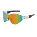 Sportsonnenbrille mit Regenbogen-Verlaufslinsen und schwarzen Bügeln im Trend - C3 Sand Schwarz Rot Film