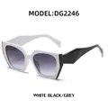 Cat eye sunglasses with white polygonal frame and wide black temples for women - White Black / Grey