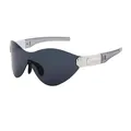 Futuristische Sport-Sonnenbrille mit dunkelgrauen Gläsern und silbernen Metallbügeln - C5 Transparent Grau Grau
