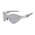 Modische Sportsonnenbrille für Herren mit grauen, halbtransparenten Gläsern und Silberrahmen - C7 Transparent Grau Spiegel