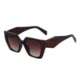 Occhiali da sole cat-eye moderni con montatura marrone e ampie aste geometriche - Marrone / Marrone