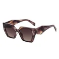 Occhiali da sole cat-eye alla moda con montatura tartarugata marrone e lenti sfumate - Ghiaia Marrone / Marrone