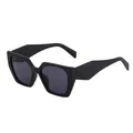 Fashion cat eye sunglasses with thick black frames and dark grey lenses for women - Matte Black