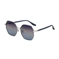 Lunettes de soleil polarisées octogonales en métal argenté à verres dégradés - Monture Argent Bleu Foncé Lentille Bleu Gris (C6)
