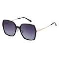 Fashionable square polarized sunglasses for women with gradient lenses and rose gold arms - Black Gold Frame / Grey Lenses (C1)