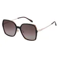 Fashionable square polarized sunglasses with tortoiseshell frame and rose gold metal trim - Tortoise Gold Frame Tea Lenses (C2)