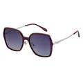 Women's square oversized sunglasses with burgundy frames and purple gradient lenses - Dark Red Silver Frame with Blue Gray Lenses (C4)