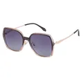 Chic square polarized sunglasses with purple gradient lenses and rose gold metal temples - Pink Gold Frame Gray Lens (C9)