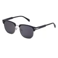 Classic polarized square sunglasses with black frame and silver metal bridge - Matte Black Silver Frame Full Grey Lenses(C1-1)