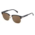 Lunettes de soleil carrées polarisées rétro avec monture or noir et verres bruns - Monture Noir Or Verre Thé (C1-2)
