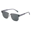 Classic square half-frame polarized sunglasses with transparent grey and silver finish - Grey Silver Frame Green Grey Lenses(C8)