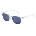 Square polarized sunglasses for men with transparent frames and silver metal hardware - Transparent Silver Frame Blue Grey Lens (C10)