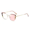 Chic gold cat-eye glasses frame with tortoise accents and pink tinted lenses - Pink Terrazzo (Turn Pink)