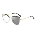 Occhiali cat-eye in metallo oro chiaro con finitura in smalto nero e lenti fotocromatiche - C1 Nero Trasparente A Grigio