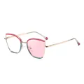 Occhiali da sole cat eye in metallo bicolore rosa e blu con stine dorate - C4 Rosa Blu A Rosa