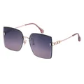 Frameless square sunglasses featuring purple gradient lenses and gold metal temples - Gold Frame Blue-Purple Gradient Lenses (C5)