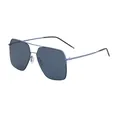 Lunettes de soleil polarisées carrées pour hommes avec verres gris et branches fines - Cadre Bleu Brillant / Lentille Grise (C5)