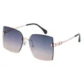 Frameless oversized sunglasses with purple to orange gradient nylon lenses and gold metal arms - Gold Frame Blue-Brown Gradient Lenses (C6)