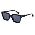 Lunettes de soleil polarisées carrées noires pour hommes avec monture épaisse industrielle - C2 Polarisé Noir Mat Noir Verre Gris