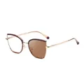 Occhiali da sole cat eye con montatura in metallo rosso dorato e lenti marroni da donna - C6 Rosa Ambra A Ambra