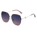 Fashionable square semi-rimless sunglasses with purple glitter and gradient lenses - C5