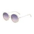 Fashionable round polarised sunglasses for women with rose gold frames and purple gradient lenses - Black with Dots