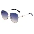Chic square semi-rimless sunglasses featuring purple gradient lenses and teal glitter accents - C6