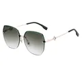 Women's square semi-rimless sunglasses with green glitter frame and gradient lenses - Gold Frame Green Gray Lens (C7)