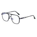 Classic black aviator sunglasses with double bridge frame and blue light blocking lenses - Matte Black Frame Clear Lens