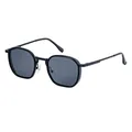 Square black sunglasses with gray lenses and textured temples in a 45-degree side view - Matte Black Gray (C1)