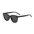 Classic black TR90 polarized sunglasses with gold metal accents on 45-degree angle - Matte Black Frame Gray Lens (C1-1)