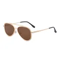 Classic aviator sunglasses with gold metal frame and brown lenses for outdoor driving - Matte Gold Brown Lens