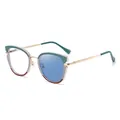 Gafas de sol cuadradas cat-eye de moda con diseño multicolor y patillas de metal dorado - C5 Verde y Rojo a Azul