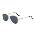 Classic aviator sunglasses with gold metal frame and dark grey lenses for men - Matte Gold Grey Lens