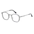 Square silver metal frame sunglasses with spring hinges and anti-UV lenses for men and women - Matte Silver Transparency (C8)