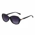 Occhiali da sole polarizzati oversize da donna con montatura nera e lenti viola sfumate - C1 Montatura Nera / Lenti Grigio Sfumato
